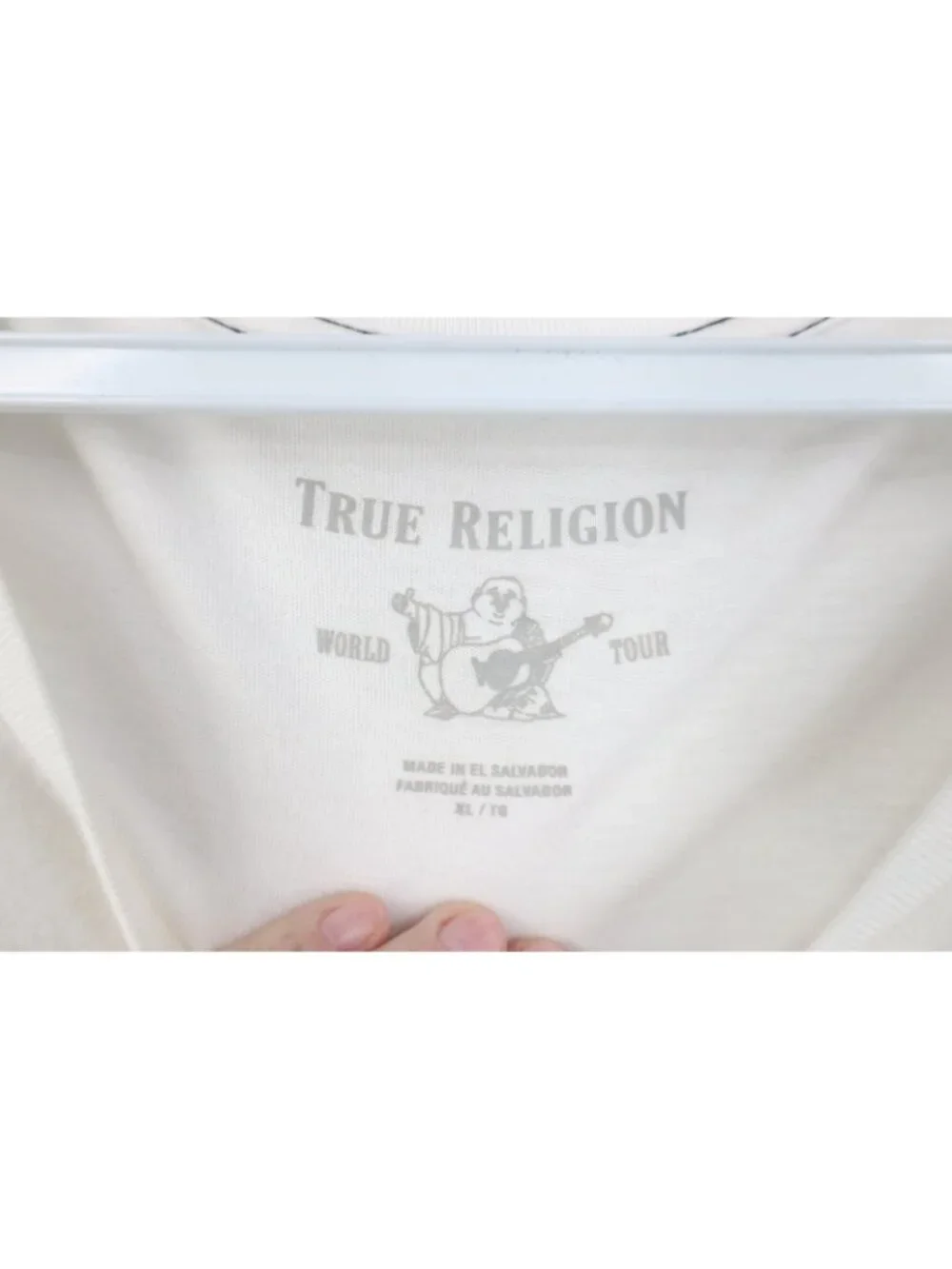 True Religion Mens Size XL Tie Dye Buddha Short Sleeve T-Shirt White Cotton